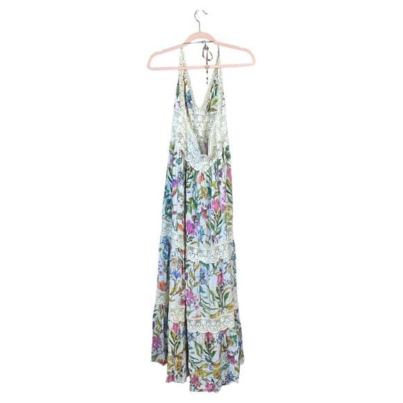 PQ SWIM Shea Long Dress in Wild Bloom Maxi Floral Lace Size Medium Large Beach - Picture 4 of 10